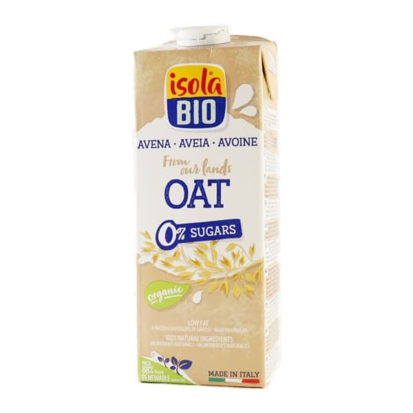 Front view of product: Isola Bio Oat Milk 0% Sugars