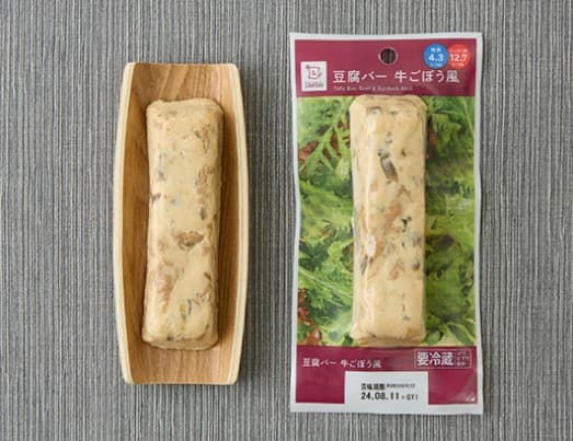 Front view of product: Lawson Tofu Bar Beef and Burdock Flavor