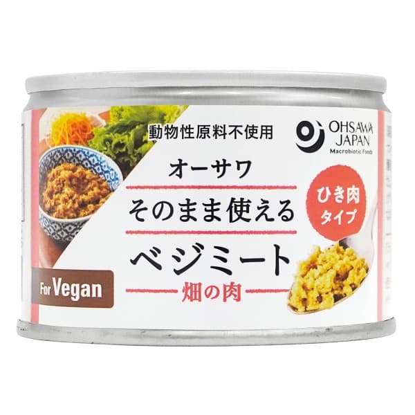 Front view of product: Ohsawa Japan Veggie Meat, “Field Meat made from Grains,” Ground Type
