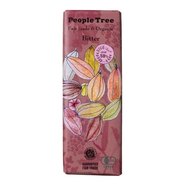 Front view of product:  People Tree Fair Trade Bar Chocolate, Bitter