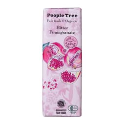 Front view of product:  People Tree Fair Trade Bar Chocolate, Bitter Pomegranate