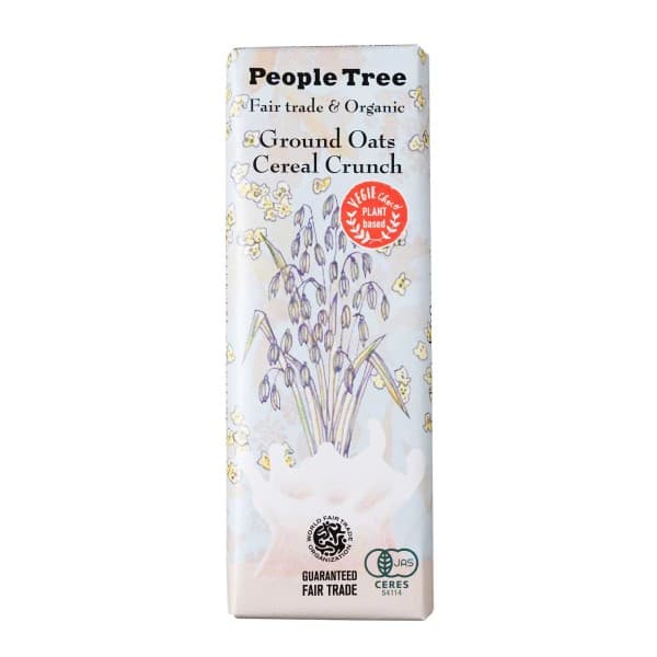 Front view of product:  People Tree Fair Trade Bar Chocolate, Ground Oats Cereal Crunch