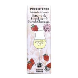 Front view of product:  People Tree Fair Trade Bar Chocolate, Bitter with Strawberry & Marc de Champagne