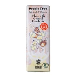 Front view of product:  People Tree Fair Trade Bar Chocolate, White with Ground Hazelnuts