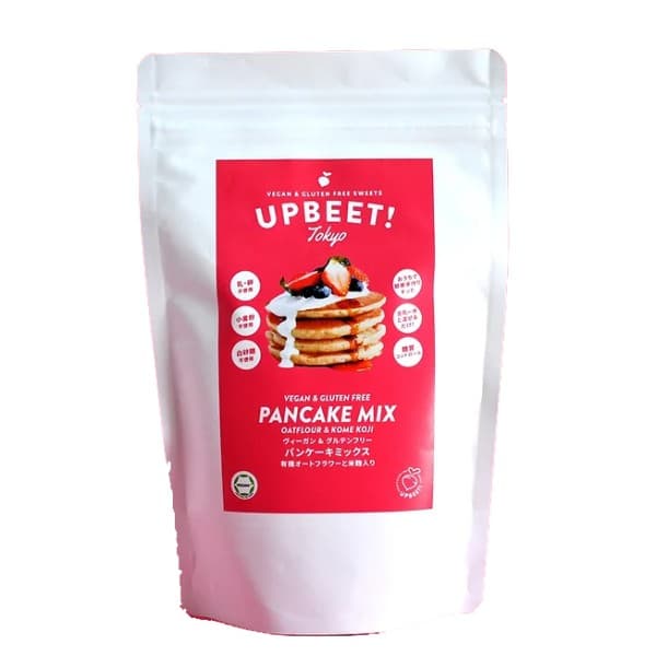 Front view of product: Upbeet Vegan & Gluten-Free Pancake Mix, Oat Flour and Kome (Rice) Koji
